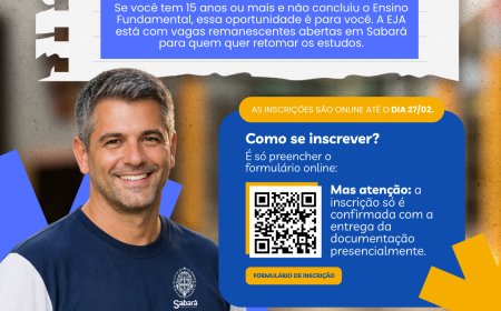 Prefeitura de Sabará reabre inscrições para vagas remanescentes da EJA
