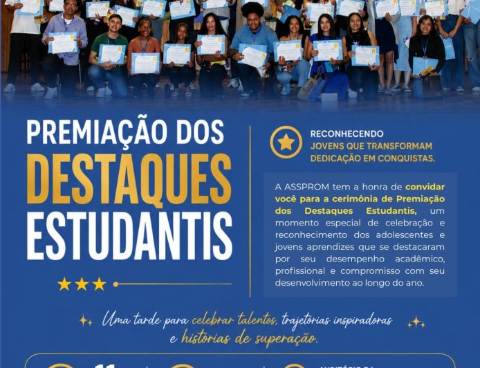 Jovens aprendizes de Minas são homenageados por excelência escolar e histórias de superação em premiação da Assprom